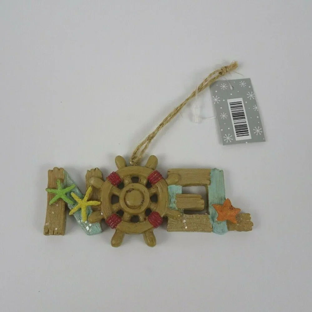 💰3/$25 New NOEL Christmas Tree Ornament Beach Coastal Ship Wheel Decor Gift